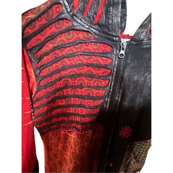 Women's The Collection Royal Long Sleeve Patchwork Tie-Dye Art to Wear Zip Up Ja - Picture 3 of 7